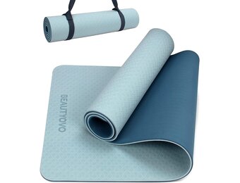 Yogamat 8mm TPE Antislip | Met Draagriem | Blauw - 29% Korting