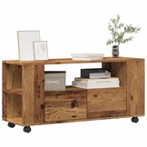 Tv-meubel met Wielen 102 cm Oud Hout - 30% Korting