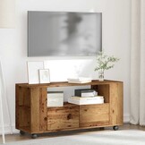 Tv-meubel met Wielen 102 cm Oud Hout - 30% Korting