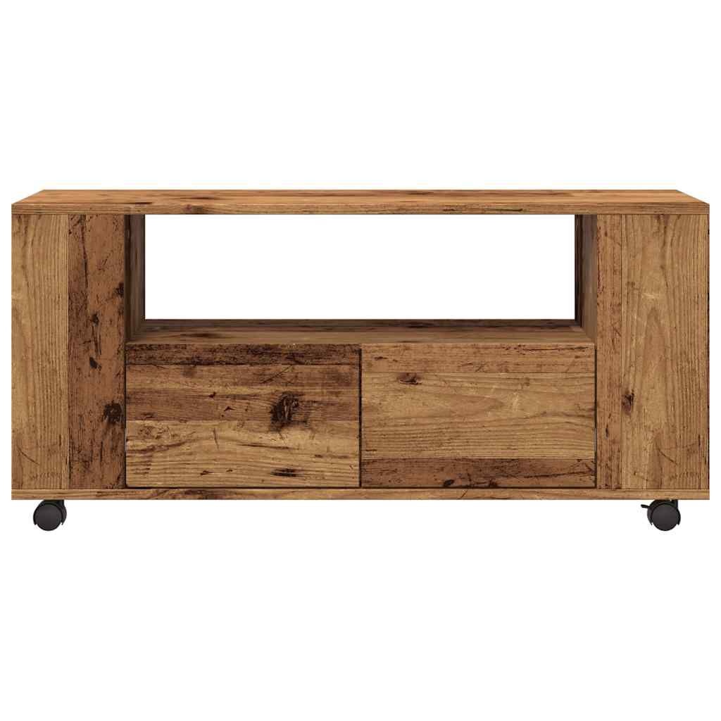 Tv-meubel met Wielen 102 cm Oud Hout - 30% Korting