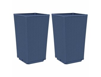 vidaXL Plantenbakken 2 st 32,5x32,5x57 cm polypropeen grijs