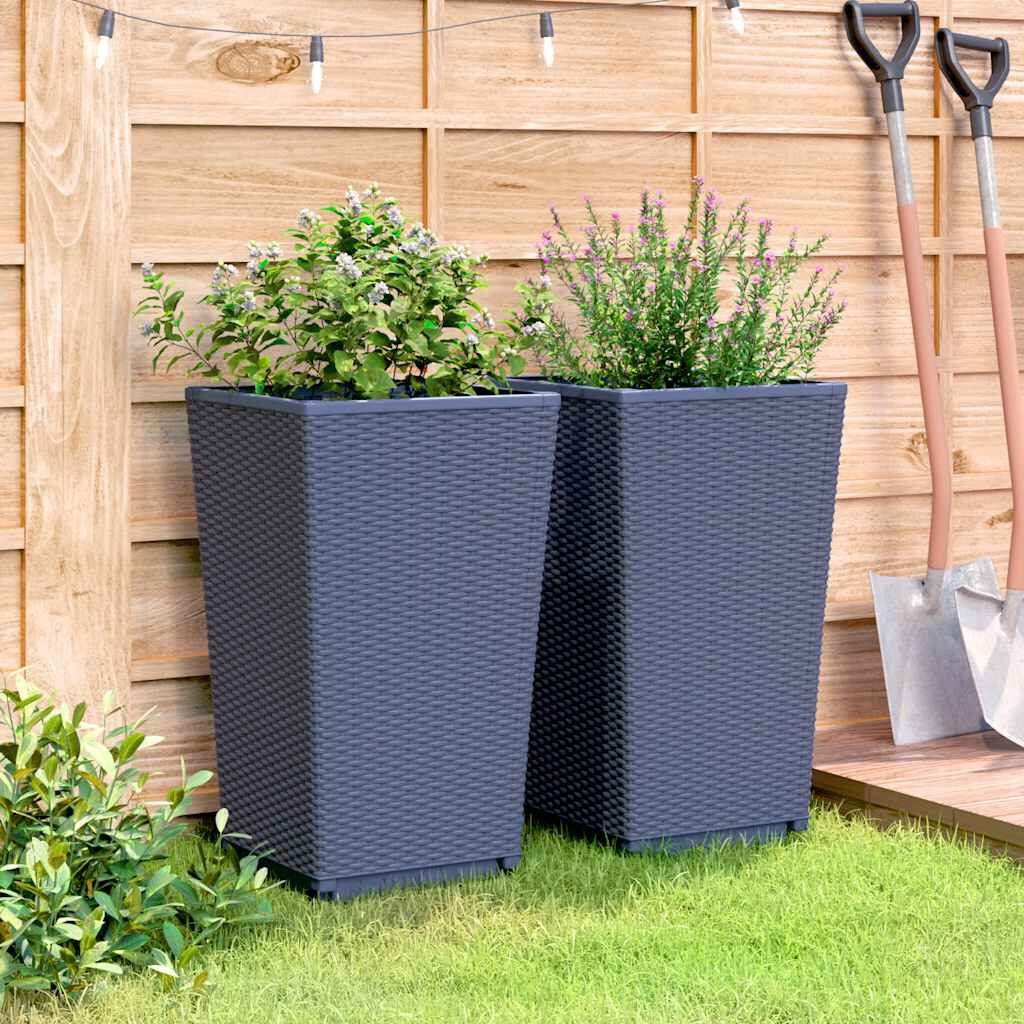 vidaXL Plantenbakken 2 st 32,5x32,5x57 cm polypropeen grijs