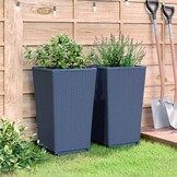 vidaXL Plantenbakken 2 st 32,5x32,5x57 cm polypropeen grijs