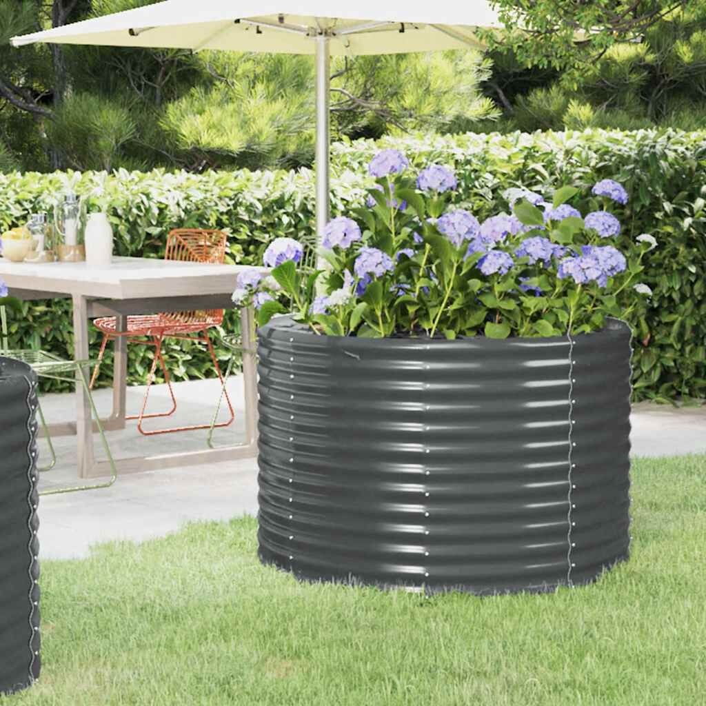 vidaXL Plantenbak 100x100x68 cm gepoedercoat staal antracietkleurig