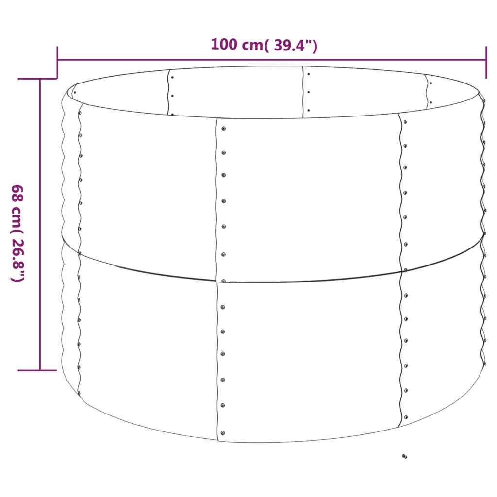 vidaXL Plantenbak 100x100x68 cm gepoedercoat staal antracietkleurig