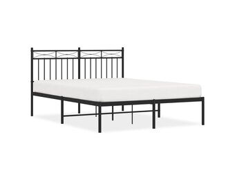 vidaXL Bedframe met hoofdbord metaal zwart 140x190 cm