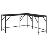vidaXL Bureau 149x149x75 cm bewerkt hout zwart
