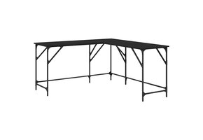 L-vormig Bureau Zwart Bewerkt Hout - 65% Korting!