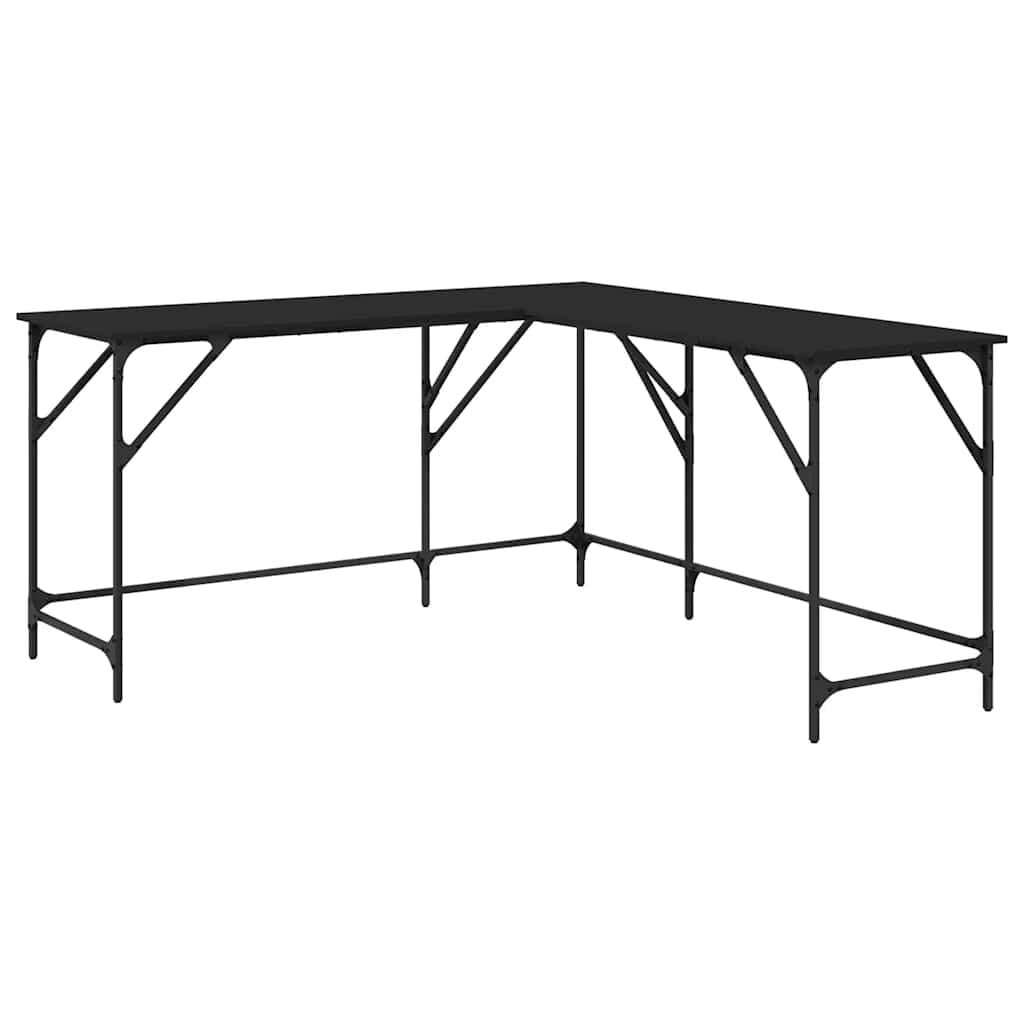 vidaXL Bureau 149x149x75 cm bewerkt hout zwart