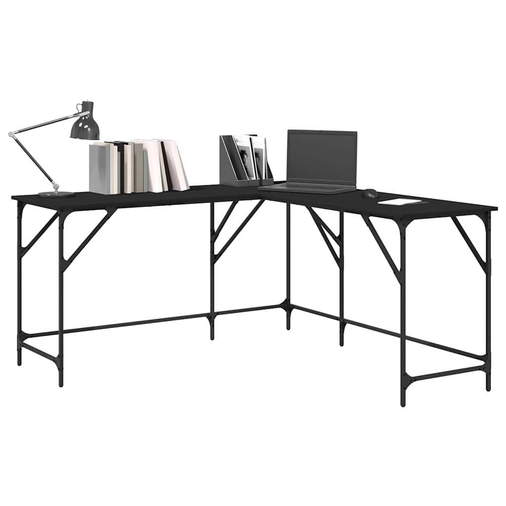 vidaXL Bureau 149x149x75 cm bewerkt hout zwart