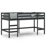 vidaXL Kinderhoogslaper met ladder 90x200 cm massief grenenhout zwart