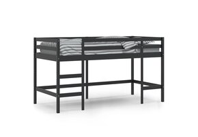 vidaXL Kinderhoogslaper Grenenhout Zwart 90x200 cm