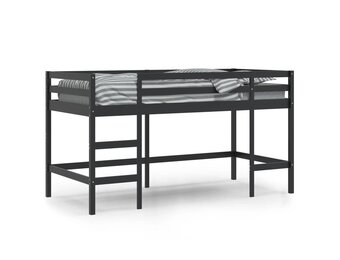 vidaXL Kinderhoogslaper met ladder 90x200 cm massief grenenhout zwart