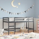 vidaXL Kinderhoogslaper met ladder 90x200 cm massief grenenhout zwart