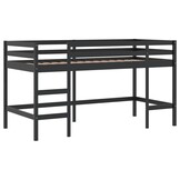 vidaXL Kinderhoogslaper met ladder 90x200 cm massief grenenhout zwart