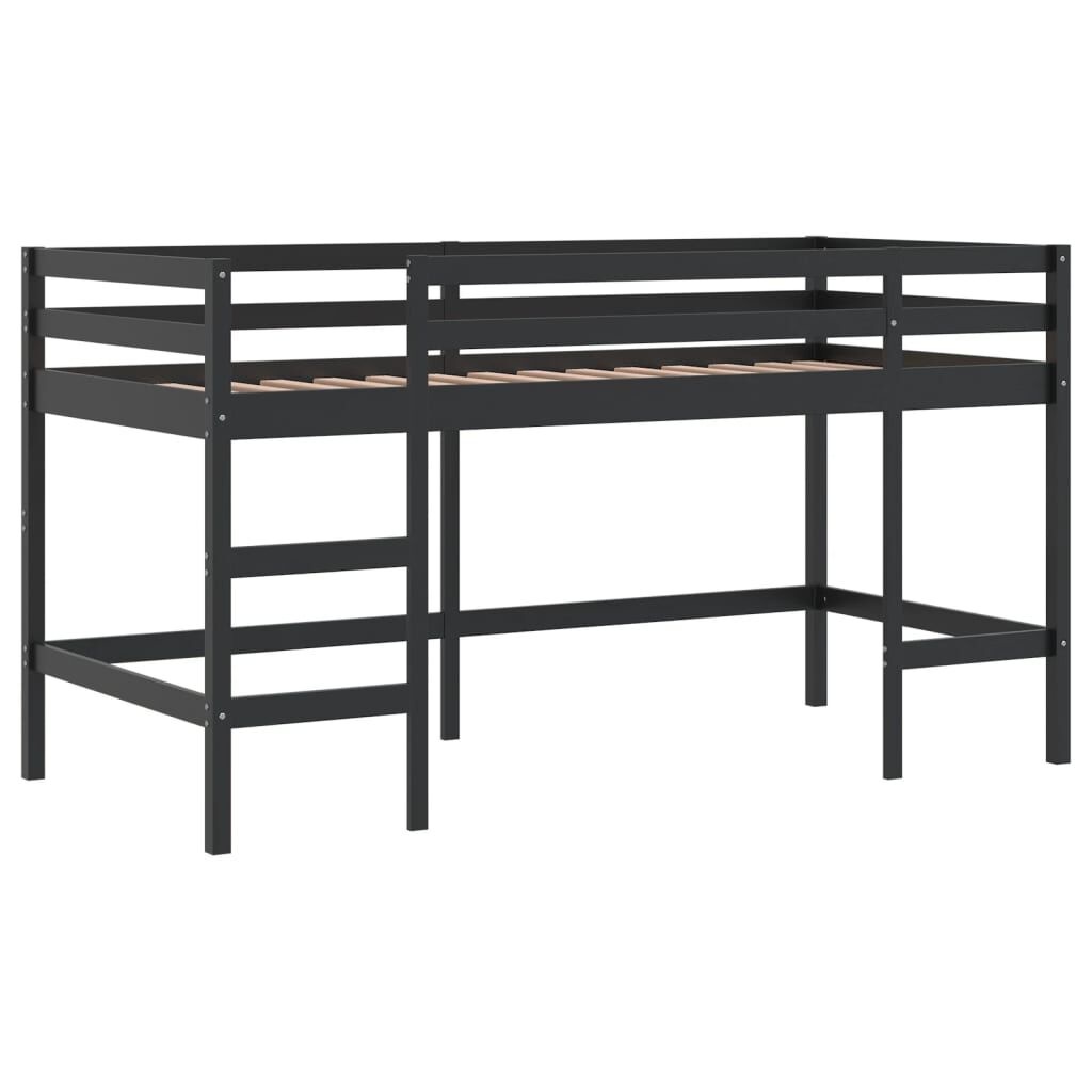 vidaXL Kinderhoogslaper met ladder 90x200 cm massief grenenhout zwart