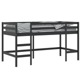 vidaXL Kinderhoogslaper met ladder 90x200 cm massief grenenhout zwart