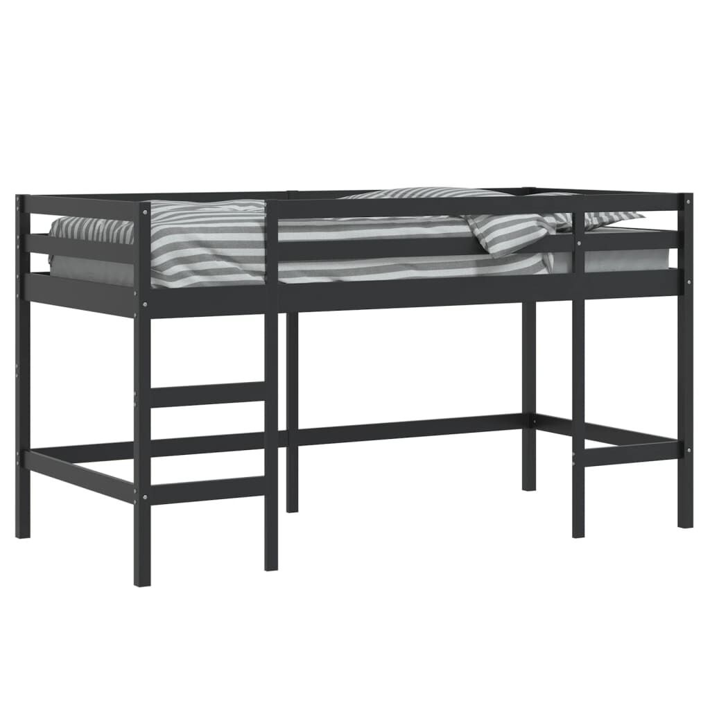 vidaXL Kinderhoogslaper met ladder 90x200 cm massief grenenhout zwart