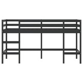 vidaXL Kinderhoogslaper met ladder 90x200 cm massief grenenhout zwart