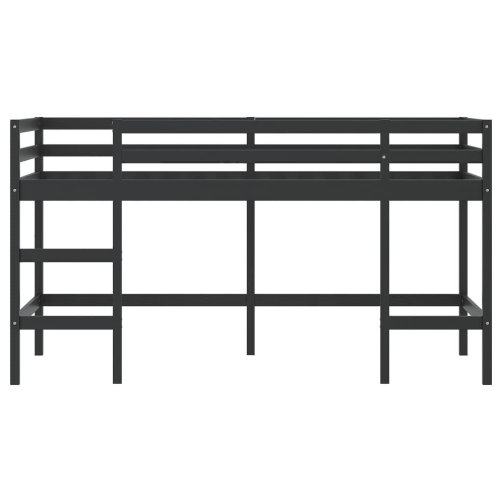 vidaXL Kinderhoogslaper met ladder 90x200 cm massief grenenhout zwart