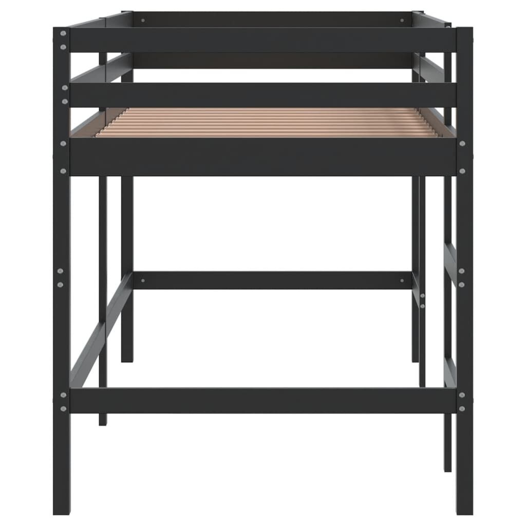 vidaXL Kinderhoogslaper met ladder 90x200 cm massief grenenhout zwart