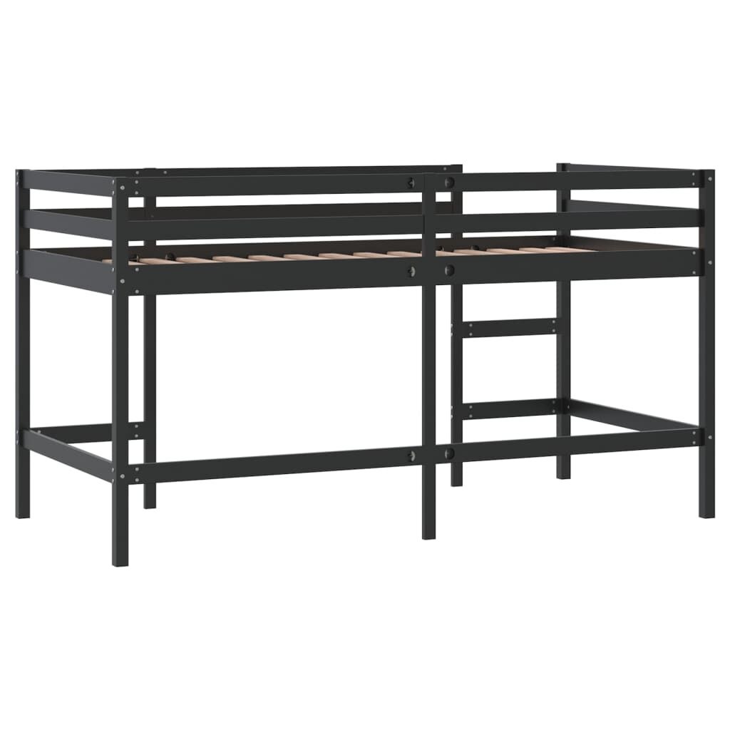 vidaXL Kinderhoogslaper met ladder 90x200 cm massief grenenhout zwart