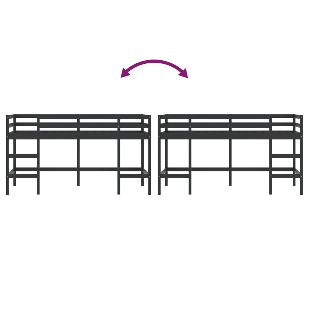 vidaXL Kinderhoogslaper met ladder 90x200 cm massief grenenhout zwart