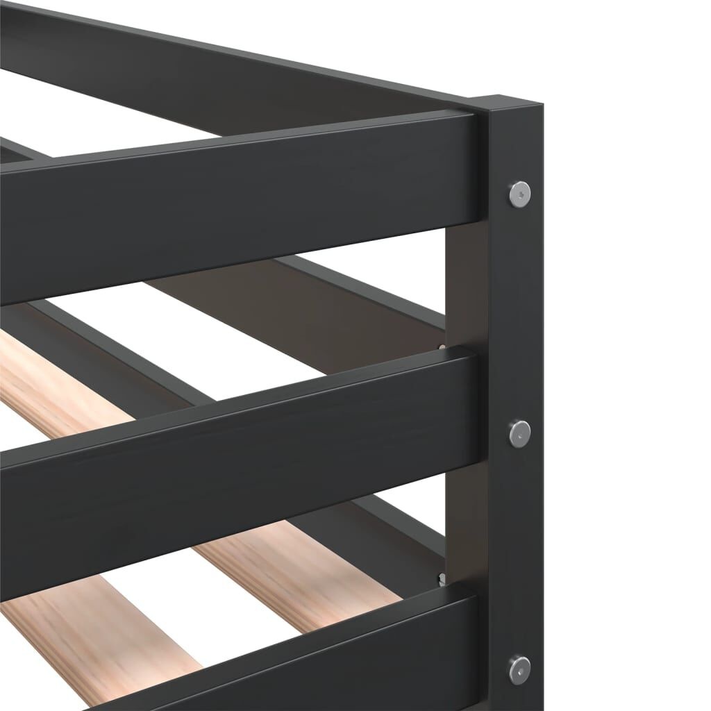 vidaXL Kinderhoogslaper met ladder 90x200 cm massief grenenhout zwart