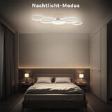 Dimbare LED Plafondlamp Wit 50W | 5 Ringen Design | 3000K-6000K | Incl. Afstandsbediening | 58% Korting