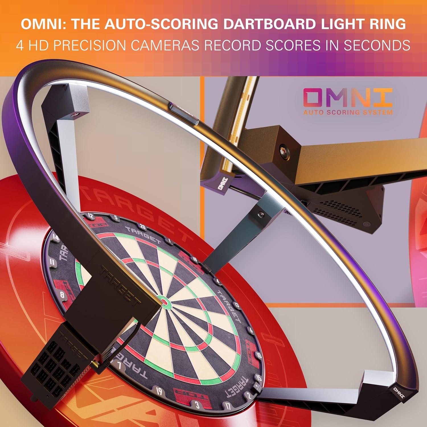 Automatische Dartbord Score Ring met HD Camera's & LED (35% Korting)