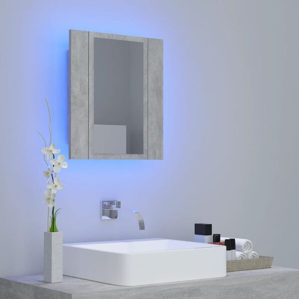 Betongrijs Badkamerkast met Spiegel & LED - 40x12x45cm | 33% Korting