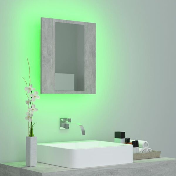 Betongrijs Badkamerkast met Spiegel & LED - 40x12x45cm | 33% Korting