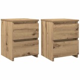 VidaXL Nachtkastjes (2 st) - Bewerkt Hout, Artisanaal Eiken, 30x30x40cm