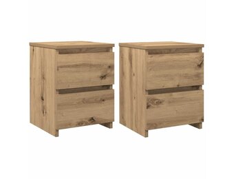 VidaXL Nachtkastjes (2 st) - Bewerkt Hout, Artisanaal Eiken, 30x30x40cm
