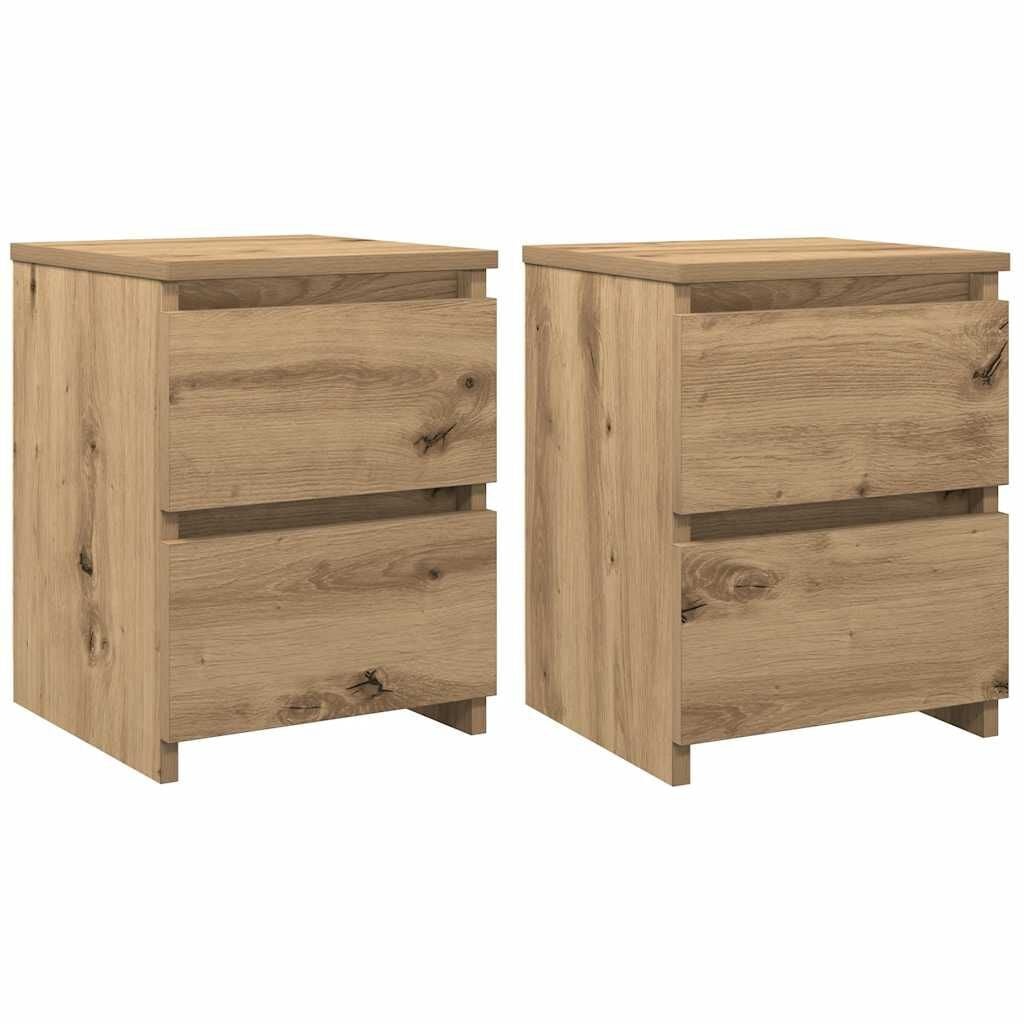 VidaXL Nachtkastjes (2 st) - Bewerkt Hout, Artisanaal Eiken, 30x30x40cm