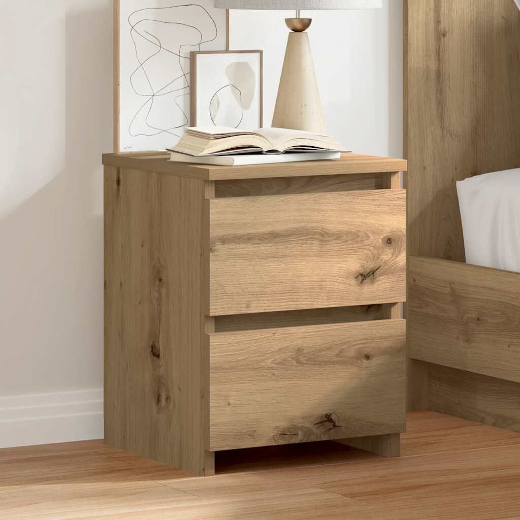VidaXL Nachtkastjes (2 st) - Bewerkt Hout, Artisanaal Eiken, 30x30x40cm
