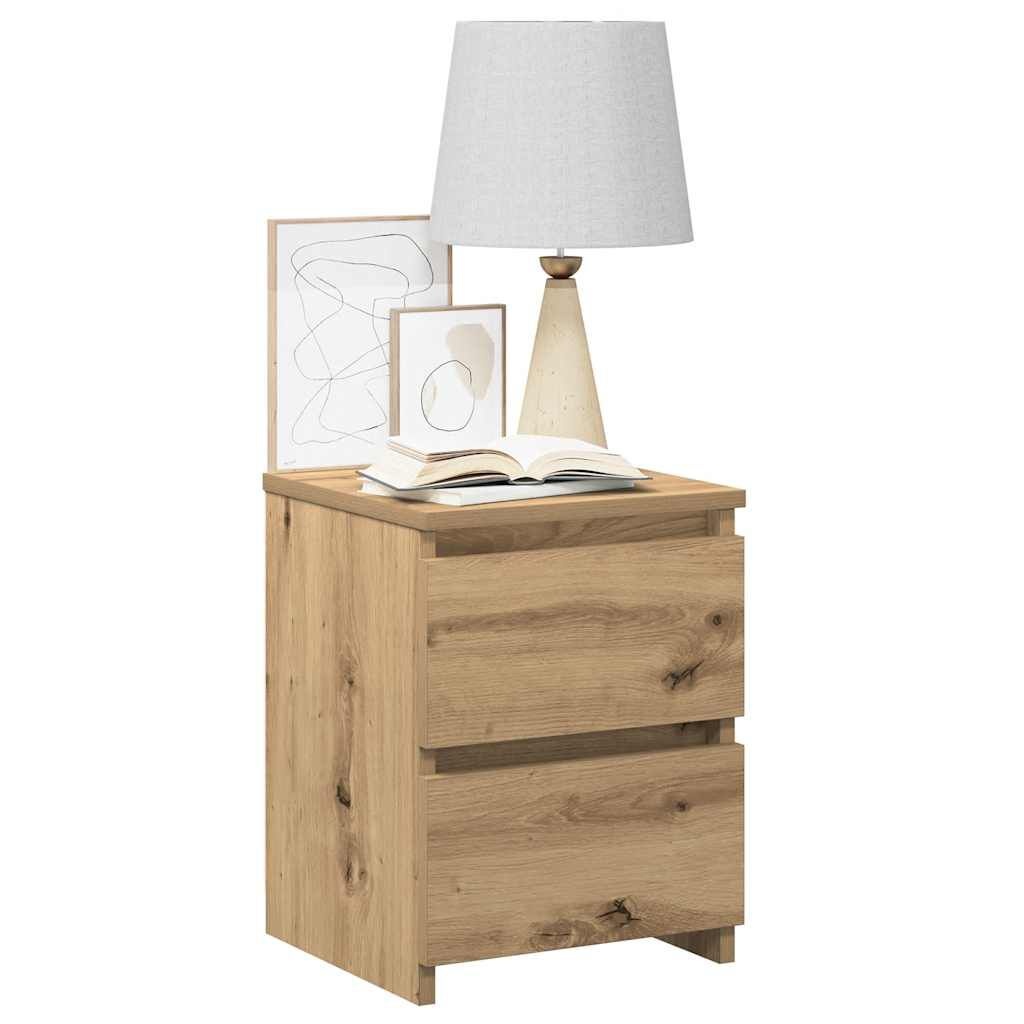 VidaXL Nachtkastjes (2 st) - Bewerkt Hout, Artisanaal Eiken, 30x30x40cm