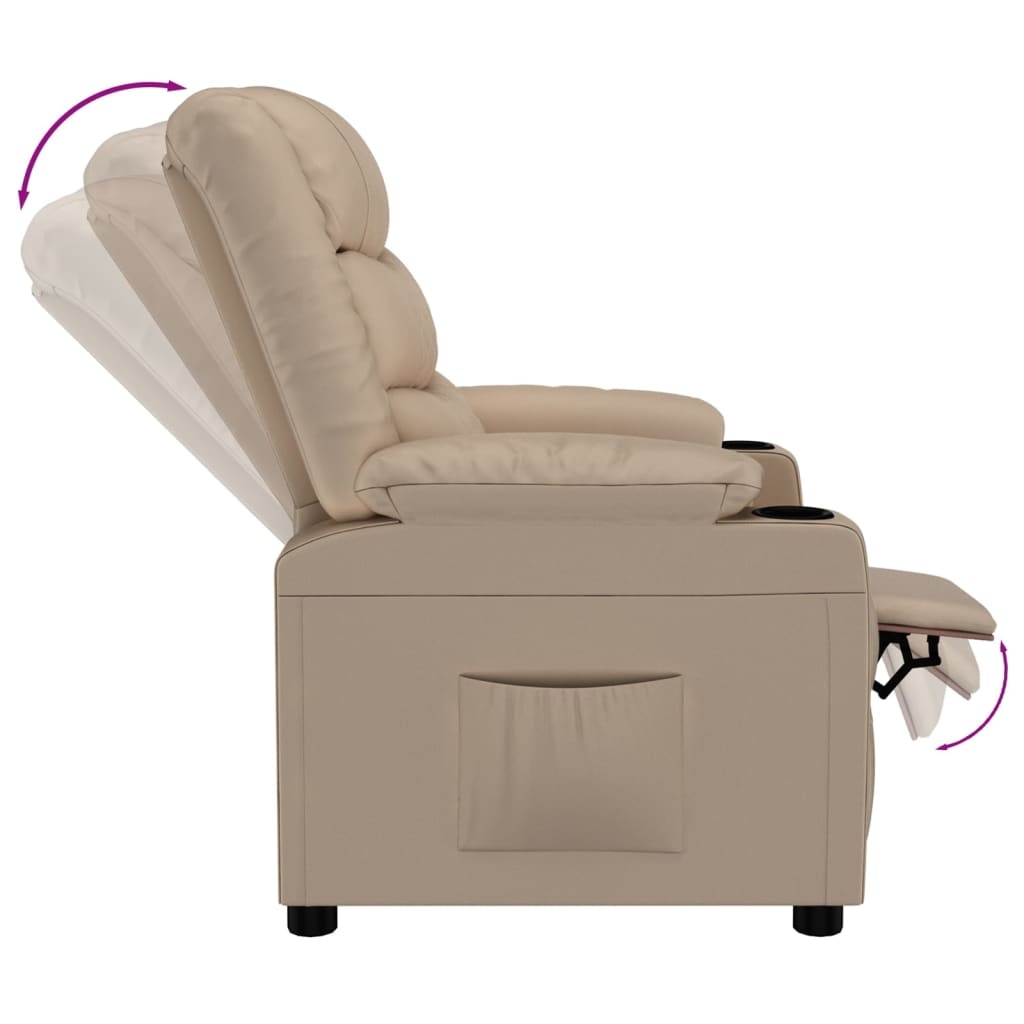 Verstelbare Fauteuil Kunstleer Cappuccino - 35% Korting