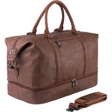 Weekendtas Reistas Bruin met Schoenenvak - Grote Waterdichte PU Leer Carry-On Tas