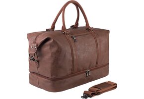 Bruine Weekendtas met Schoenenvak - Waterdichte PU Leer - 52L - 29% Korting