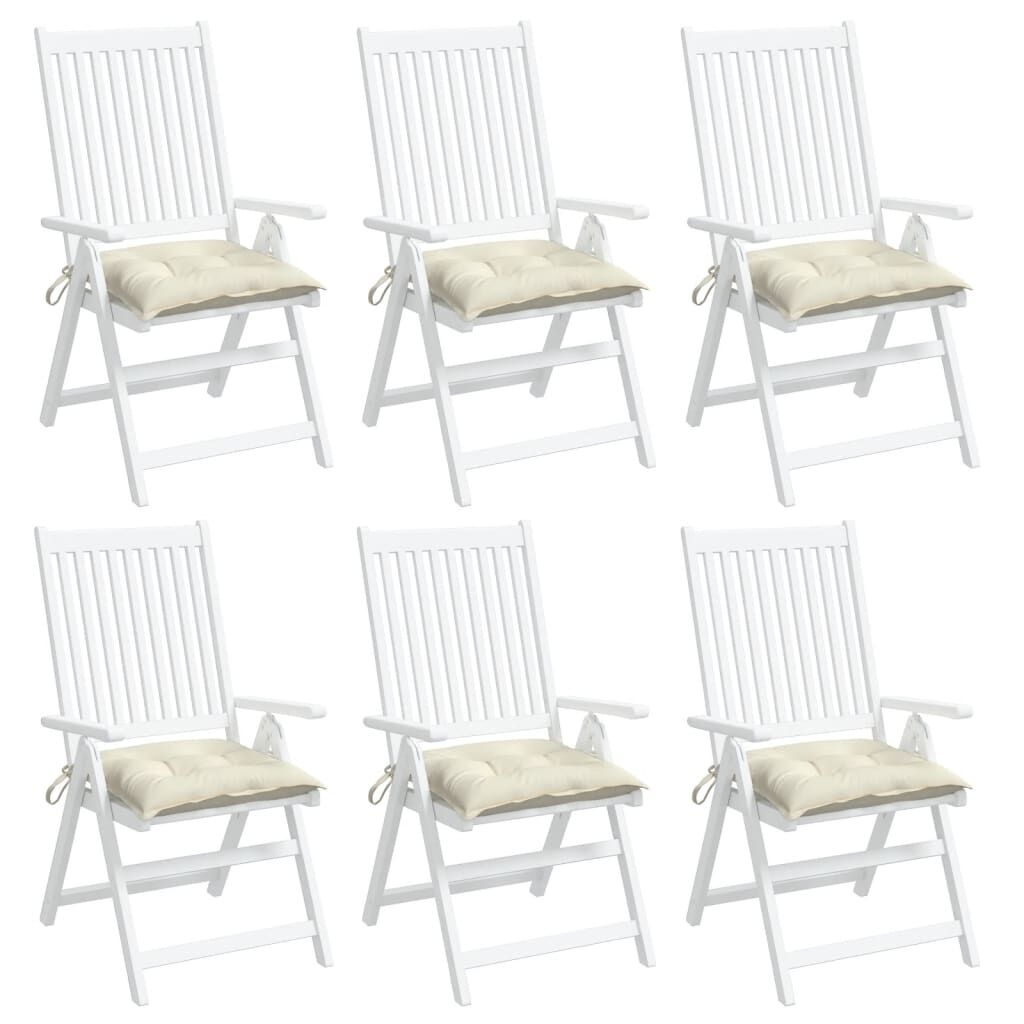 vidaXL Stoelkussens 6 st 40x40x7 cm stof crèmewit