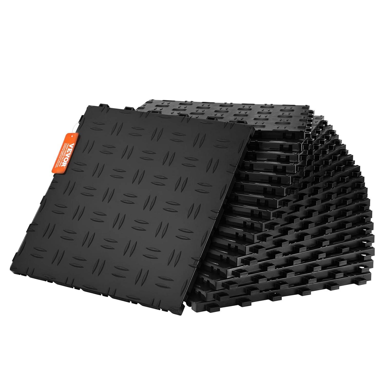 VEVOR Garagetegels, in elkaar grijpende garagetegels, 30,5 x 30,5 x 1,3 cm, 50 stuks garagevloerbedekkingstegels, antislip, dubbelzijdige textuur, garagevloertegels, voor garages, kelders,