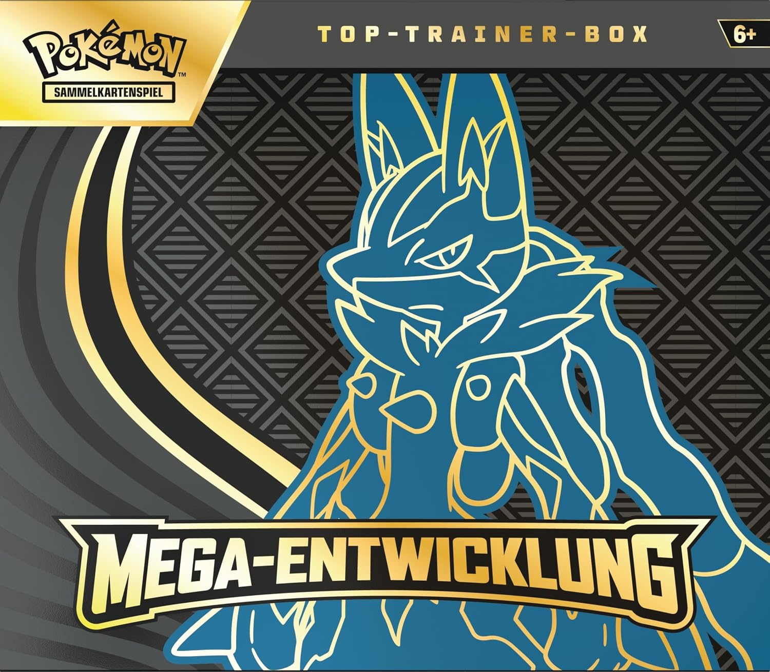 Pokémon - Verzamelkaartspel: Top Trainer-Box Mega Ontwikkeling: Lucario (1 full-screen promokaart, 9 boosterpacks & accessoires)