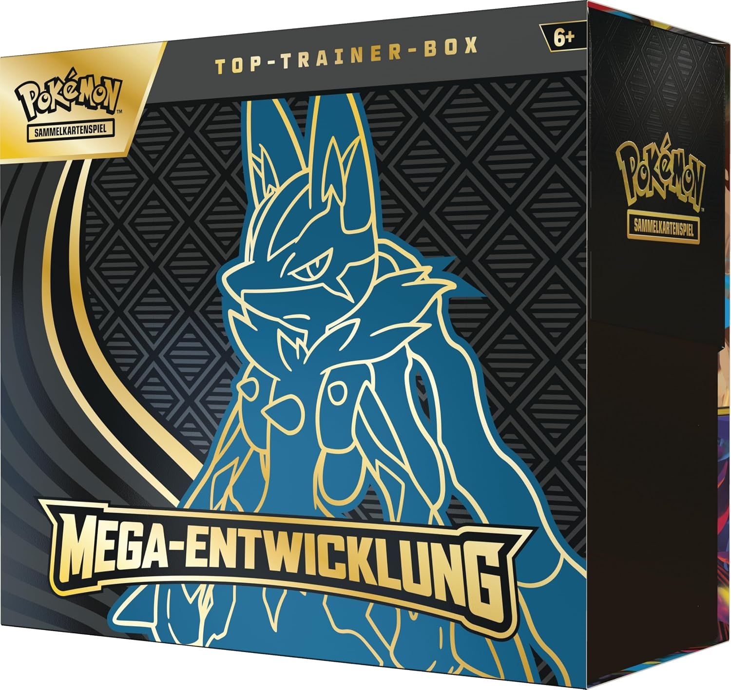 Pokémon - Verzamelkaartspel: Top Trainer-Box Mega Ontwikkeling: Lucario (1 full-screen promokaart, 9 boosterpacks & accessoires)