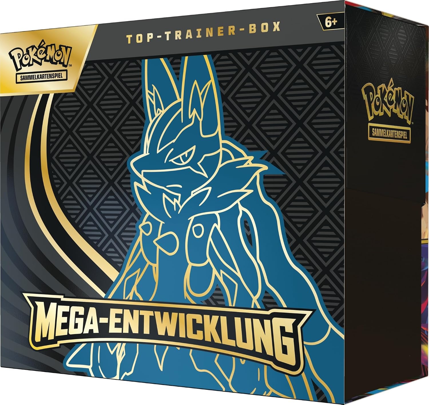 Pokémon - Verzamelkaartspel: Top Trainer-Box Mega Ontwikkeling: Lucario (1 full-screen promokaart, 9 boosterpacks & accessoires)