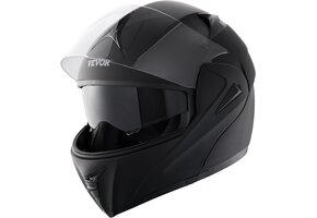 Motorhelm Flip-Up Zwart | Dubbel Vizier | ECE Goedgekeurd | 34% Korting