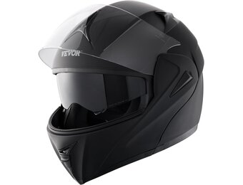 VEVOR Motorhelm - Zwarte Flip-Up Helm met Dubbel Vizier - ECE Gekeurd