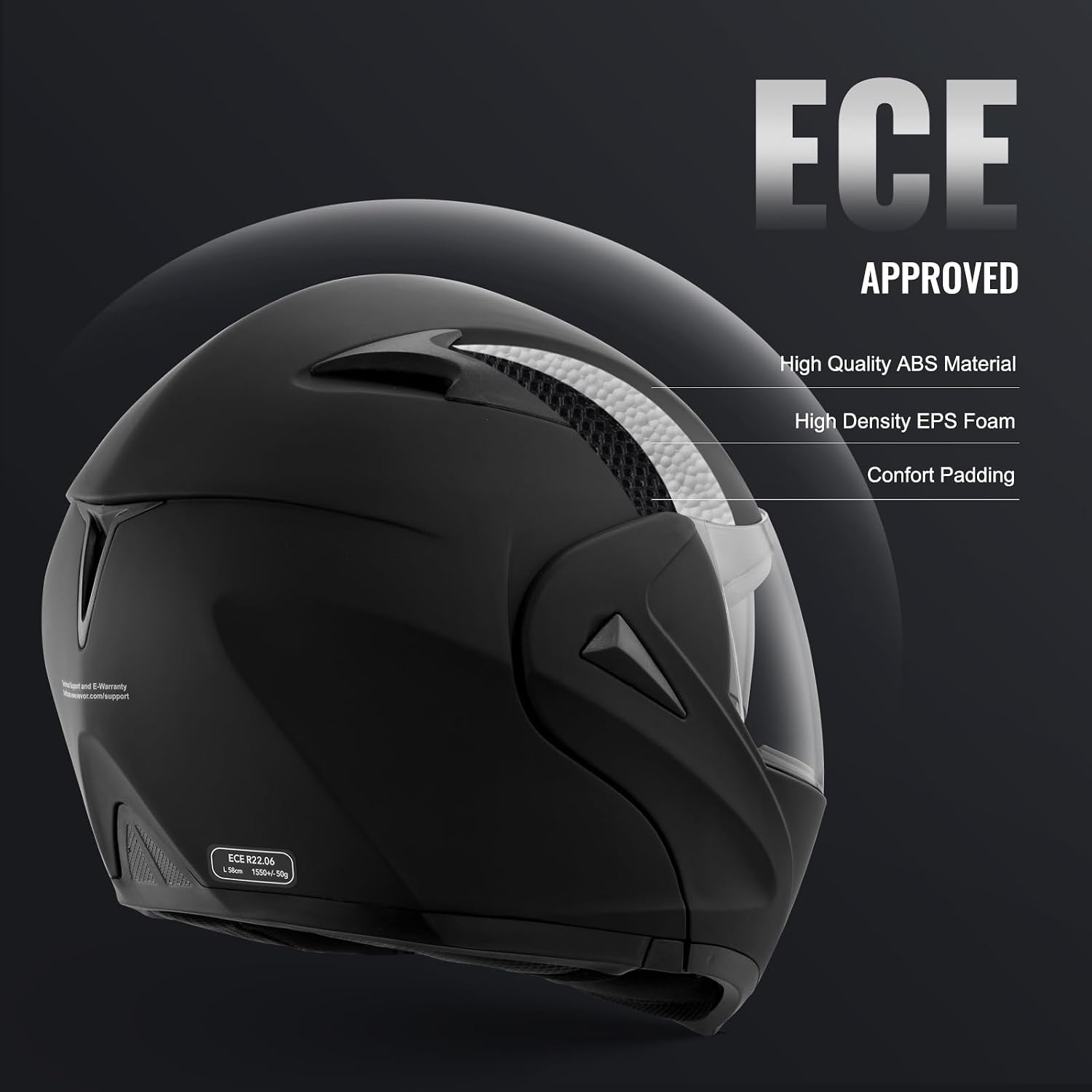 VEVOR Motorhelm - Zwarte Flip-Up Helm met Dubbel Vizier - ECE Gekeurd