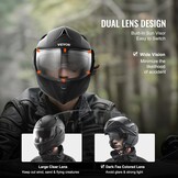 VEVOR Motorhelm - Zwarte Flip-Up Helm met Dubbel Vizier - ECE Gekeurd