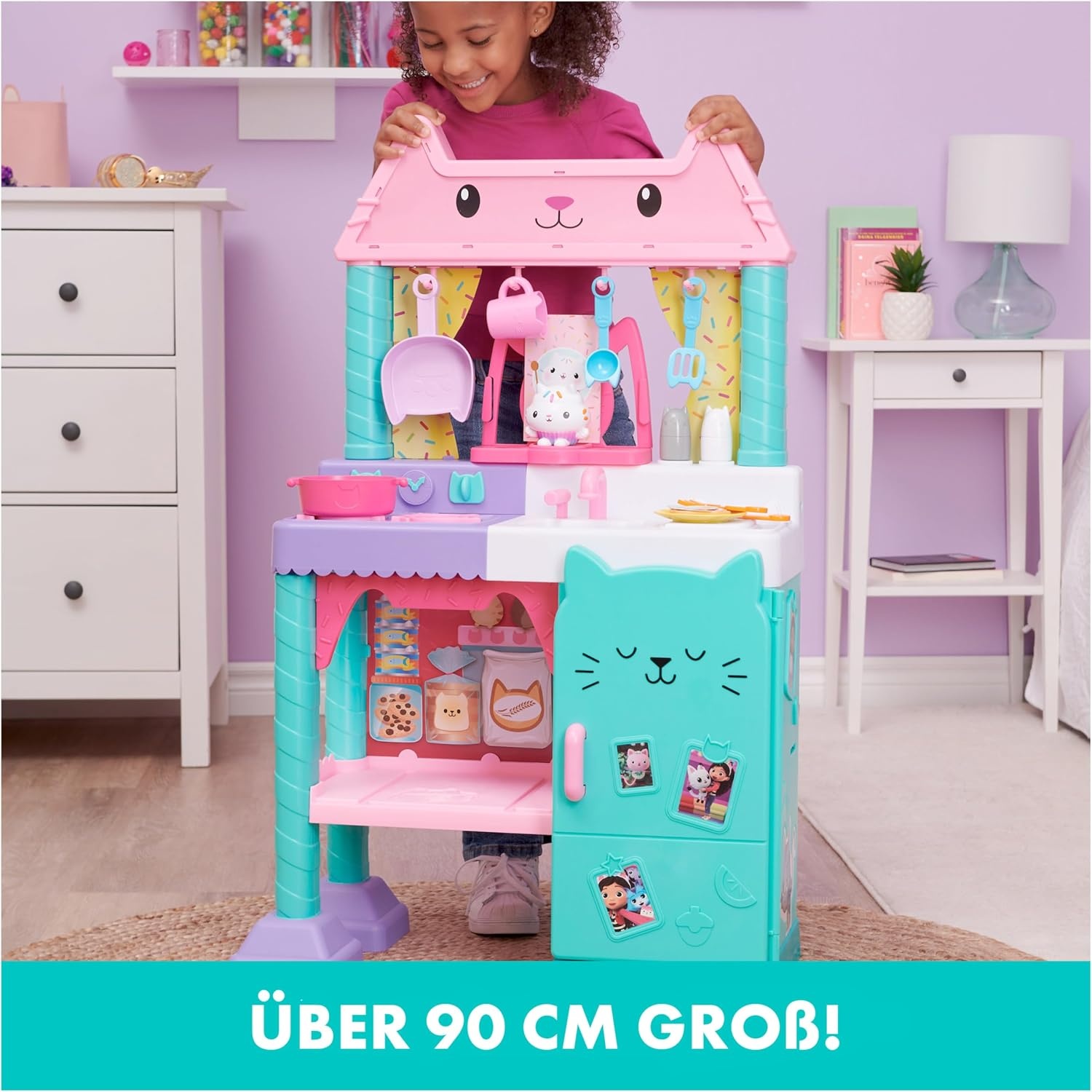 Gabby's Poppenhuis - Cakey-keukenset voor kinderen met keukenaccessoires speelgoedeten geluiden en muziek